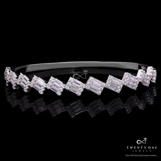 American Diamonds with Baguette Zara Kada Style  Bracelet on Pure 925 Silver.