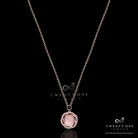 Rose Gold Finish Mystic Universe Pendant with Chain on Pure 925 Silver.