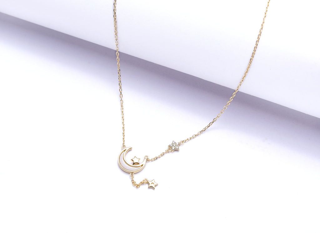 Buy Diamond Studded The Gold Finish Trailing Star and Moon Senobar ...