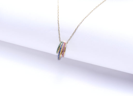 3 Line Rainbow Pendant in Gold Finish