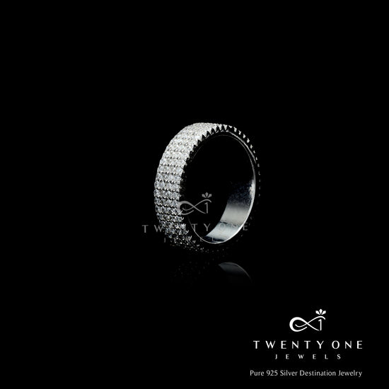 Senobar Diamond Band Ring on Pure 925 Silver.